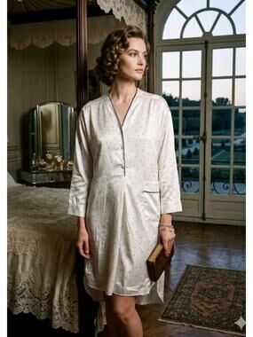 VTG Dior Satin Polka Dot Night Gown Size Small (READ)